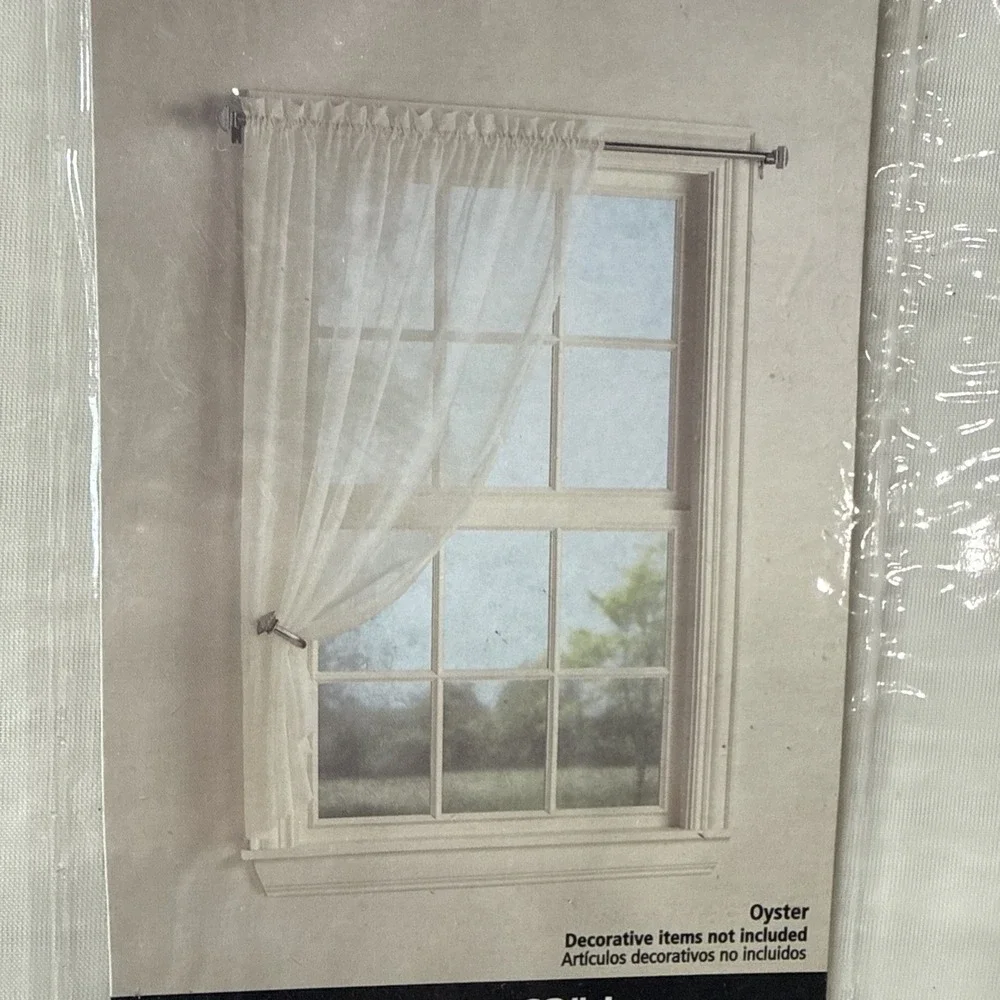 Set Of 5 Marjorie Sheer Voile Curtain Panel Oyster 59 In Wide x 63 In Long